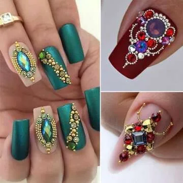 3D Nails Art Metal Charms Studs Jewels Mixed Sizes Gold Silver Micro Caviar Beads Ball Nail Rivets Jewelry Manicure DIY Crafts Decorations Accessories……