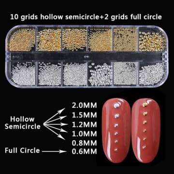 3D Nails Art Metal Charms Studs Jewels Mixed Sizes Gold Silver Micro Caviar Beads Ball Nail Rivets Jewelry Manicure DIY Crafts Decorations Accessories……