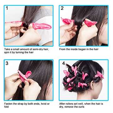 30 Pieces Hair Curler Rollers DIY Night Sleep Foam Hair Styling Tools Flexible Soft Sponge Pillow Hair Rollers With Storage Bag (5 Colors)