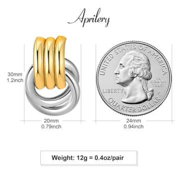 Aprilery Gold Geometric Earrings for Women, Chunky Gold Dangle Earrings Trendy Vintage Statement Earrings Dupes Jewelry for Women (Large - Gold and Silver, 30MM)