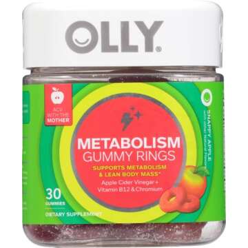 OLLY Metabolism Gummy Rings, Apple Cider Vinegar, Vitamin B12, Chromium, Energy and Digestive Health...