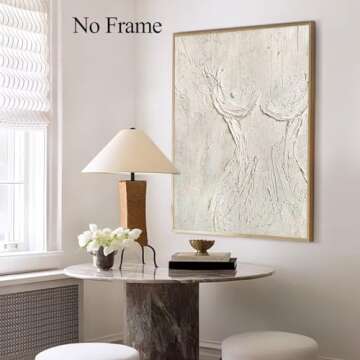 AISSPINGET Abstract Wall Art Painting 16x24inch Canvas, Vibrant Colors, Frameless Poster, Kitchen Bathroom Bedroom Living Room Decor, Textured White Female Body Art