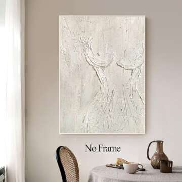 AISSPINGET Abstract Wall Art Painting 16x24inch Canvas, Vibrant Colors, Frameless Poster, Kitchen Bathroom Bedroom Living Room Decor, Textured White Female Body Art
