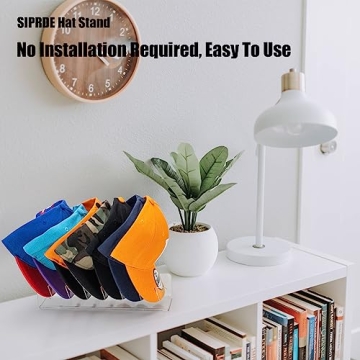 SIPRDE Hat Stand for Baseball Caps Display and Organizer - 2 Pack, No Install Acrylic Hat Holder for 14 Baseball Caps for Bedroom, Closet, Dresser(Clear)