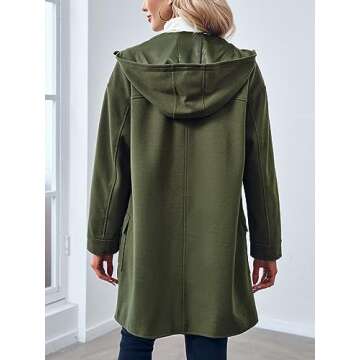 Ebifin Womens Oversized Pea Coats Hooded Zip Up Long Boyfriend Jackets Fall Winter Trenchcoat with Pockets