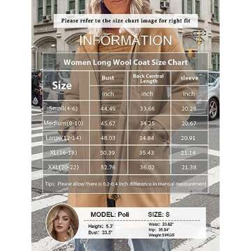 Ebifin Womens Oversized Pea Coats Hooded Zip Up Long Boyfriend Jackets Fall Winter Trenchcoat with Pockets