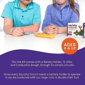 Squishy Circuits Lite Kit - Add-On Kit with an Additional Battery Holder - Explore Electrical Circuits with Play Dough - STEM Science Kits for Kids Age 8-12 - Used in Homes, Classrooms, and More!