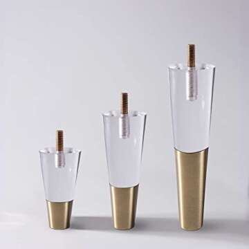 WEKIS Acrylic Furniture Legs 4 Inch Set of 4, Modern Clear Crystal Heavy Duty Furniture Replacement Legs for Sofa, Bench, Couch, Cabinet, TV Stand, Chair, Dresser