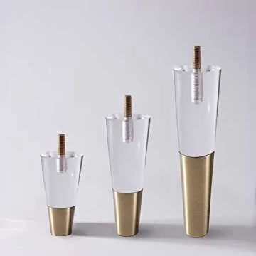 WEKIS Acrylic Furniture Legs 4 Inch Set of 4, Modern Clear Crystal Heavy Duty Furniture Replacement Legs for Sofa, Bench, Couch, Cabinet, TV Stand, Chair, Dresser