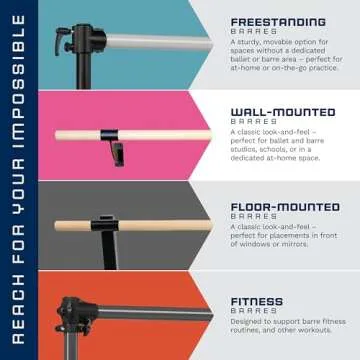 VITA Barre Wall-Mounted Single Ballet Barre, Archos, 3 Ft Bar, Wood | Fixed Height, Made in USA, Home, Studio or Gym Exercise Equipment for Kids & Adults | Dance, Fitness, Pilates