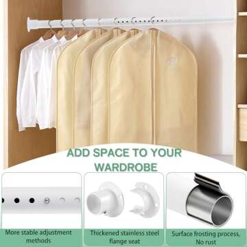 Closet Rods for Hanging Clothes Adjustable Heavy Duty