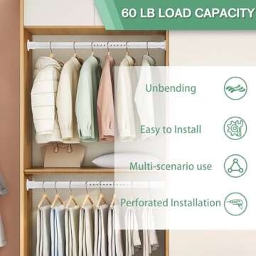 Closet Rods for Hanging Clothes Adjustable Heavy Duty