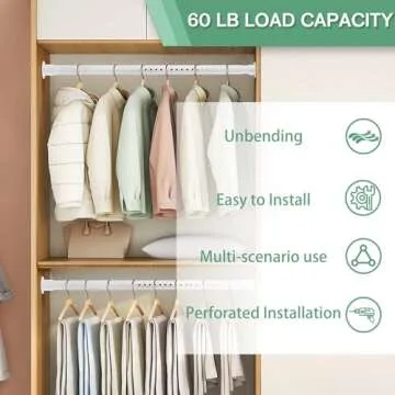 Closet Rods for Hanging Clothes Adjustable Heavy Duty