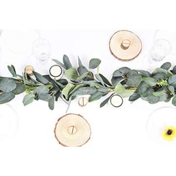 DearHouse 6.2 Feet Eucalyptus Garland Artificial Silk Eucalyptus Leaves Vines Handmade Garland Green...