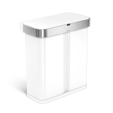 simplehuman 58 Liter / 15.3 Gallon Dual Compartment Rectangular Hands-Free Kitchen Recycling Trash C...