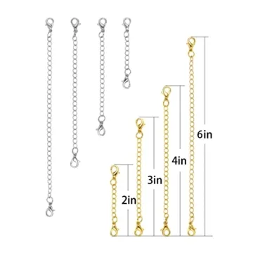 Tiparts 8 pcs Necklace Extender Set in Gold Silver