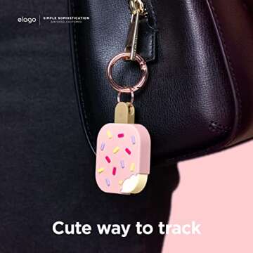 elago Ice Cream Case Compatible with Apple AirTag Keychain, Compatible with AirTag Case -Drop Protec...