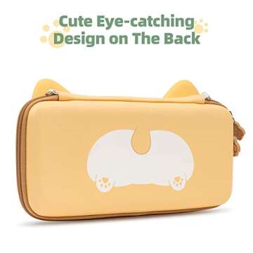 GeekShare Cute Dog Ear Carry Case Compatible with Switch/Switch OLED - Portable Hardshell Slim Travel Carrying Case fit Switch Console and Accessories-A Removable Wrist Strap