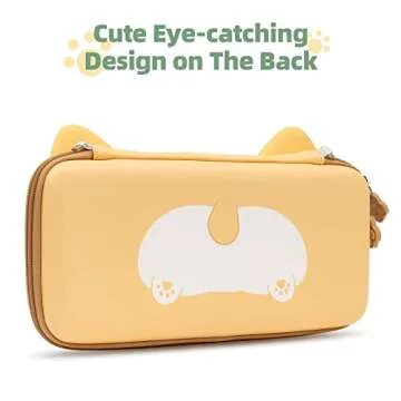 GeekShare Cute Dog Ear Carry Case Compatible with Switch/Switch OLED - Portable Hardshell Slim Travel Carrying Case fit Switch Console and Accessories-A Removable Wrist Strap