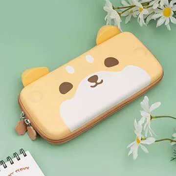 GeekShare Cute Dog Ear Carry Case Compatible with Switch/Switch OLED - Portable Hardshell Slim Travel Carrying Case fit Switch Console and Accessories-A Removable Wrist Strap