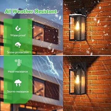 BesLowe Outdoor Wall Mount Light Fixture, Exterior Wall Lantern Waterproof, Black Outside Porch Scon...