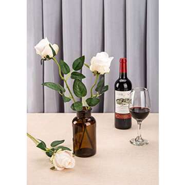 Flojery 10pcs Artificial Long Stem Silk Roses for DIY