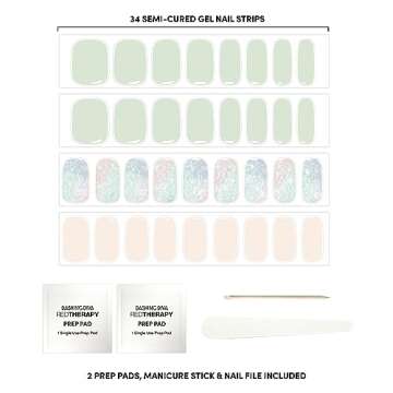 Dashing Diva Glaze Nail Strips - Emerald Marble | Works with Any LED Nail Lamp | Long Lasting, Chip Resistant, Semicured Gel Nail Strips | Contains 34 Salon Quality Nail Wraps, 2 Prep Pad, 1 Nail File