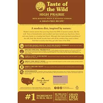 Taste of the Wild High Prairie Canine Grain-Free Recipe with Roasted Bison and Venison Adult Dry Dog Food, Made with High Protein from Real Meat and Guaranteed Nutrients and Probiotics 28lb