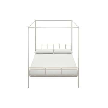 Novogratz Marion Metal Canopy Bed Frame in Off White Queen Size