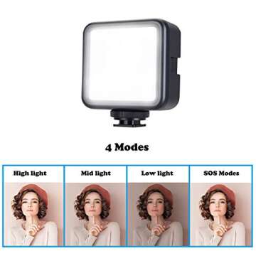 Suptig 2500mAh LED Video Light 3 Cold Shoe, Rechargeable Soft Light Panel, Portable Photography Lighting for Gopro DJI OSMO Sony DSLR Canon Nikon Camera Vlogging