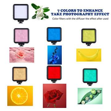 Suptig 2500mAh LED Video Light 3 Cold Shoe, Rechargeable Soft Light Panel, Portable Photography Lighting for Gopro DJI OSMO Sony DSLR Canon Nikon Camera Vlogging