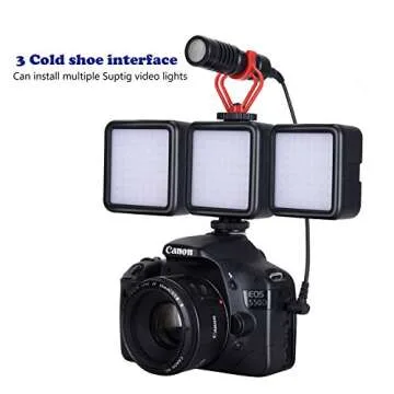 Suptig 2500mAh LED Video Light 3 Cold Shoe, Rechargeable Soft Light Panel, Portable Photography Lighting for Gopro DJI OSMO Sony DSLR Canon Nikon Camera Vlogging