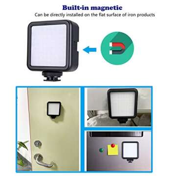 Suptig 2500mAh LED Video Light 3 Cold Shoe, Rechargeable Soft Light Panel, Portable Photography Lighting for Gopro DJI OSMO Sony DSLR Canon Nikon Camera Vlogging