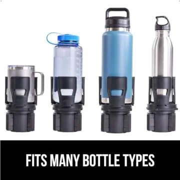 GORILLA GRIP Car Cup Holder Expander, Keeps Large Drink Cups Secure, Expander Fits Yeti, HydroFlask, Stanley 18 to 48oz Large Water Bottles, Coffee Mug, Adjustable Arms and Base Insert, Black