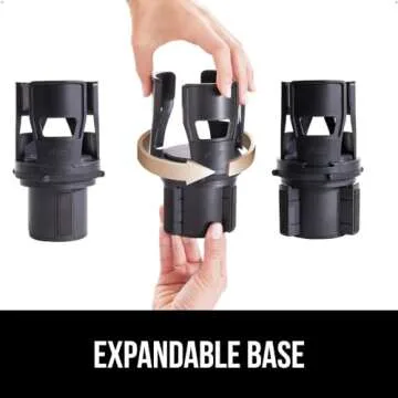 GORILLA GRIP Car Cup Holder Expander, Keeps Large Drink Cups Secure, Expander Fits Yeti, HydroFlask, Stanley 18 to 48oz Large Water Bottles, Coffee Mug, Adjustable Arms and Base Insert, Black