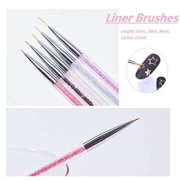 5PCS Nail Art Liner Brushes, UV Gel Painting Nail Design Brush Pen, Nail Dotting Pen Brush Kit Nail Art Tool, Dual-ended Nail Art Liner Brushes