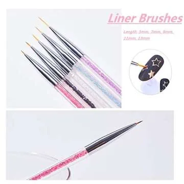 5PCS Nail Art Liner Brushes, UV Gel Painting Nail Design Brush Pen, Nail Dotting Pen Brush Kit Nail Art Tool, Dual-ended Nail Art Liner Brushes