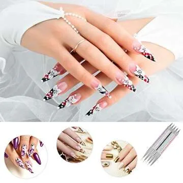 5PCS Nail Art Liner Brushes, UV Gel Painting Nail Design Brush Pen, Nail Dotting Pen Brush Kit Nail Art Tool, Dual-ended Nail Art Liner Brushes