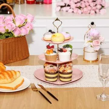 Layhit Valentine's Day 3 Tier Cupcake Stands for Parties