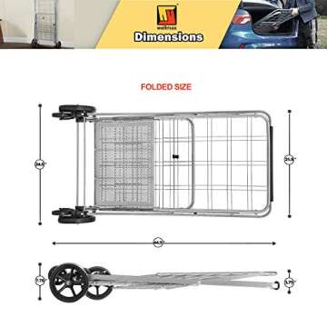 Wellmax Heavy Duty Folding Shopping Cart with Extra Basket