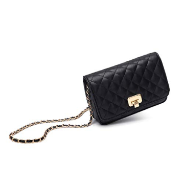 HAKSIM Women Quilted Crossbody Leather Purse with Chain Strap