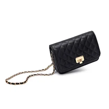 HAKSIM Women Quilted Crossbody Leather Purse with Chain Strap