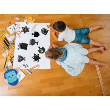 The Dreidel Company Hanukkah Scratch Art Cards Assorted Designs, Magic Drawing Coloring Sheet Set fo...