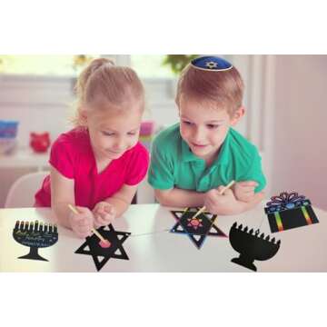 Hanukkah Scratch Art Cards for Kids - 24-Pack Fun