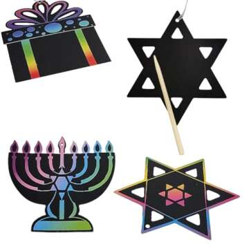 Hanukkah Scratch Art Cards for Kids - 24-Pack Fun