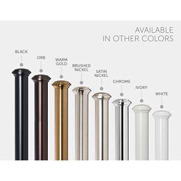 Ivilon Window Curtain Rod Decorative End Cap Design, 1 Inch Rod, 72 to 144 Inch. Black