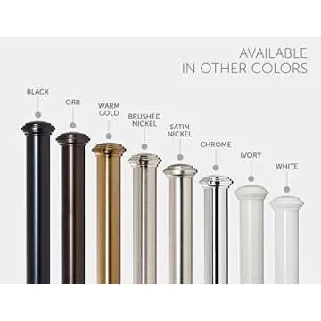 Ivilon Window Curtain Rod Decorative End Cap Design, 1 Inch Rod, 72 to 144 Inch. Black