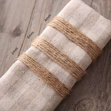 1000 Feet (c. 333 Yards) 2mm 3 ply Natural Jute Twine String Rolls for Artworks and Crafts, Gift Wrapping, Picture Display and Gardening (2mm)