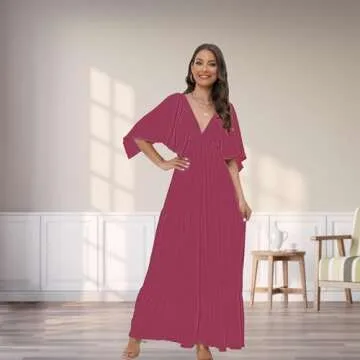 Women's Summer V-Neck Maxi Dress with Flutter Sleeves