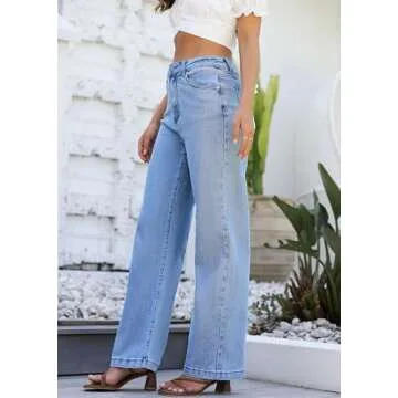 ETTELO Womens Jeans Hig Waisted Straight Leg Loose Stretchy Lightweight Tummy Control Trendy Jeans for Women 2025